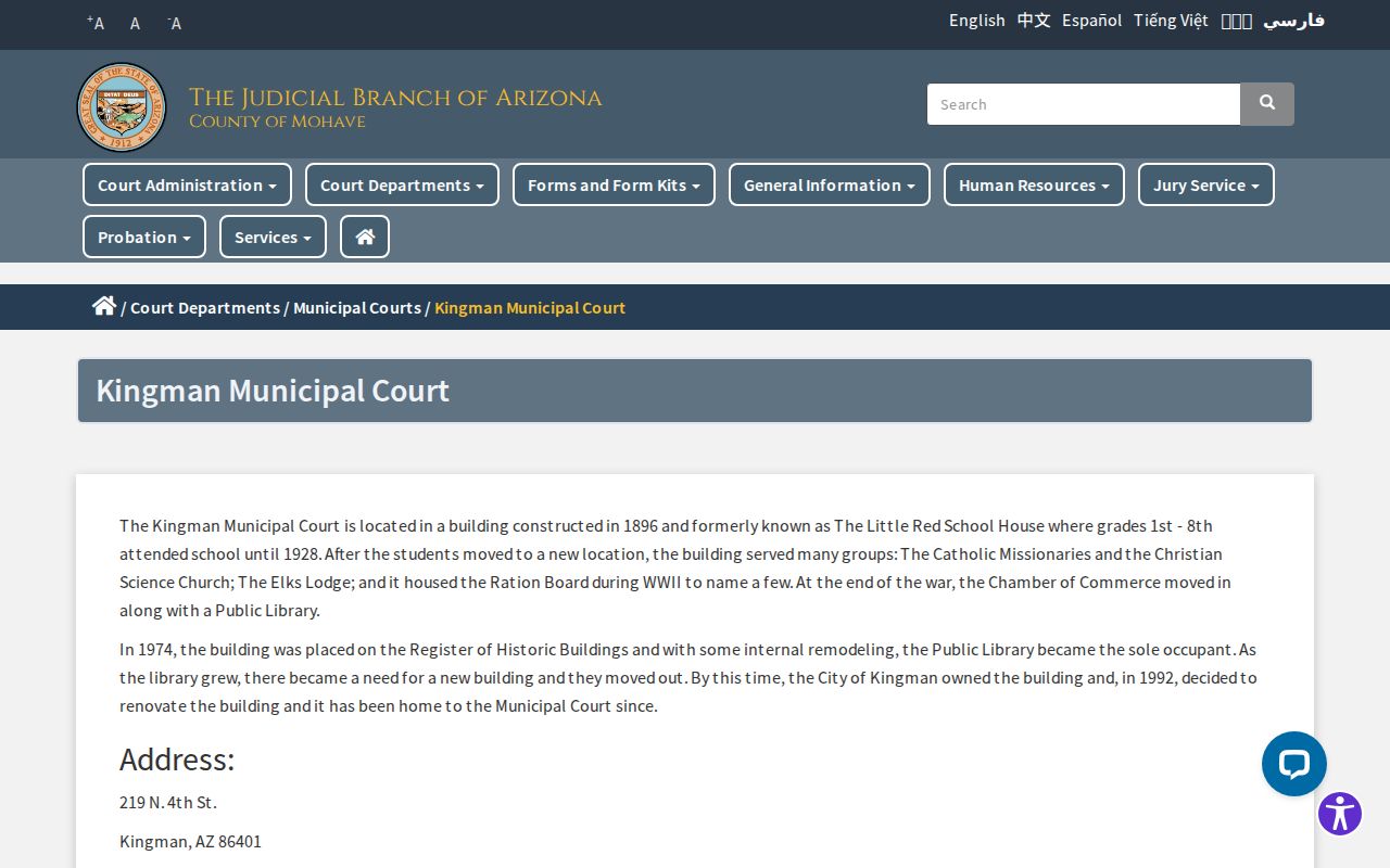 Kingman Municipal Court Tuesday 9 a.m. warrant walk-in instructions