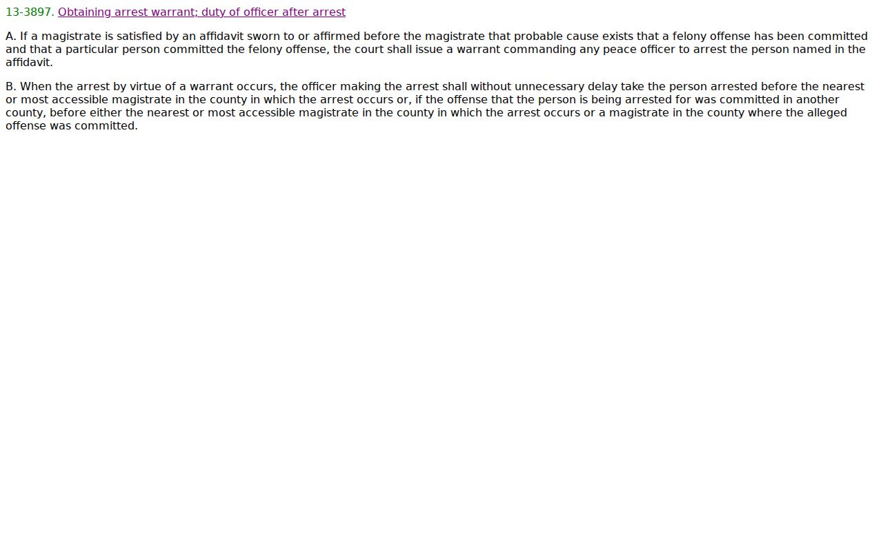 Arizona felony arrest warrant probable-cause statute used in Mohave County
